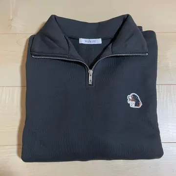 NUNIFE 속기모 하프 ZIP 풀오버 개 자수 RMAF