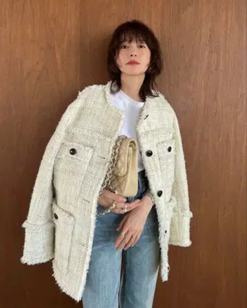 CLANE NO COLOR TWEED JACKET 화이트