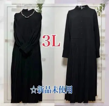 [ 3L 사이즈 ] 15호 포멀 원피스 플리츠 블랙 두꺼운 소재 새상품