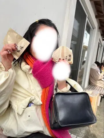 MARCOMONDE 모헤어 머플러 핑크 오렌지