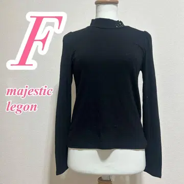 majestic legon 블랙 하이넥 리브 니트 F