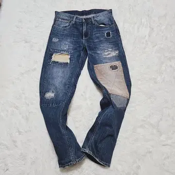 미사용급 tk. [ M ] 패치워크 크러쉬 데님 가공 데님