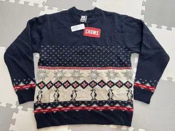 CHUMS 네이비 긴팔 스웨터 펭귄 패턴