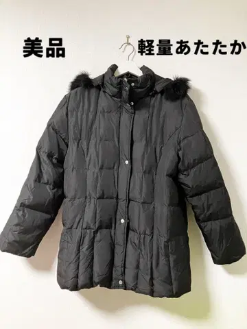 블랙 후드 부착 다운 자켓