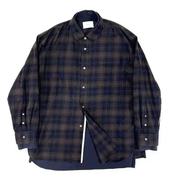 stein 슈타인 오버사이즈드 레이어드 플란넬 셔츠 브라운 M