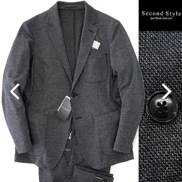 새상품 세컨드스타일 멜란지 저지 셋업 수트 S 네이비