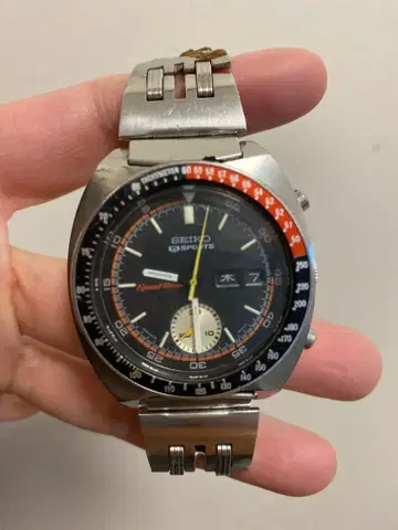 SEIKO Sports 자동 와인딩 손목시계 블랙 Speed-Timer