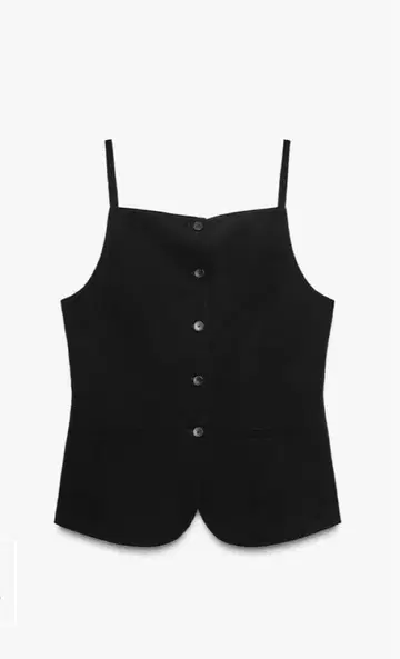 ZARA 버튼 베스트 상의 블랙 M