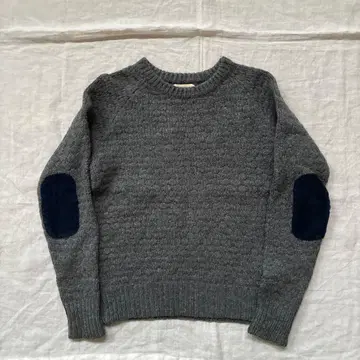 BEAMSBOY 빔즈 보이 엘보 배치 니트 긴팔 그레이