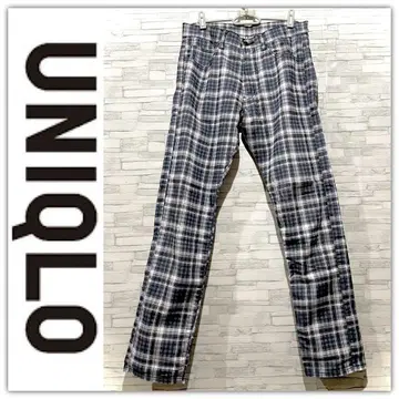 유니클로 블루 체크 무늬 팬츠 S 사이즈