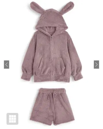 GRL 강아지 귀 털 후드티 x 숏팬츠 셋업[ze959]