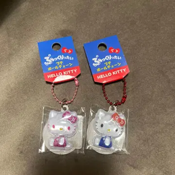 통통한 푸치 볼체인 헬로키티 블루 레오파드 무늬 핑크