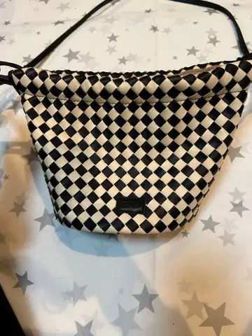 chiiiibag 가죽 복조리형 숄더백 블랙 화이트 체크