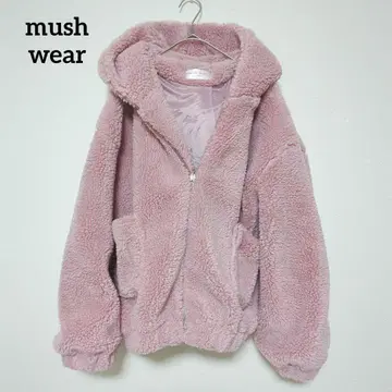 mush wear 핑크 플리스 자켓 후드 부착 귀여운 따뜻한