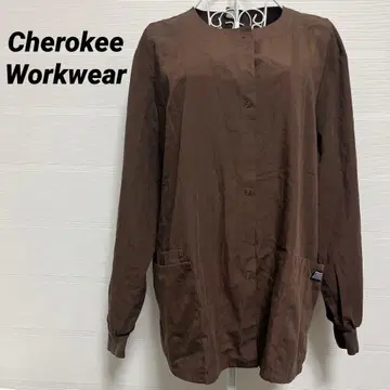 Cherokee Workwear 브라운 긴팔 셔츠 라운드넥
