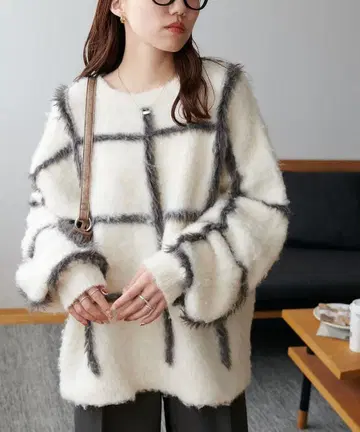 체크 무늬 풀오버