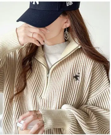 [ classicalelf ] 리브 니트 하프 지퍼 오버 사이즈