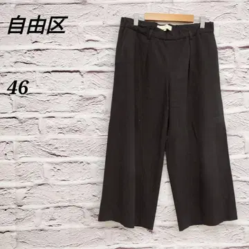 지유크 46턱 크롭 팬츠 포켓 벨트 루프 허리밴딩 블랙