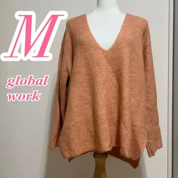 GLOBAL WORK 글로벌 워크 오렌지 V넥 니트 M