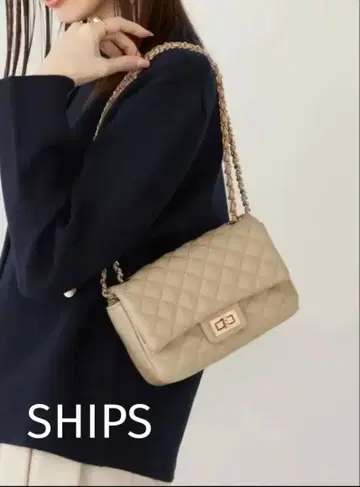 [ SHIPS ] 베이지 퀼팅 숄더백