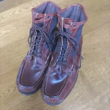 러셀 모카신 브라운 가죽 캔버스 9.5