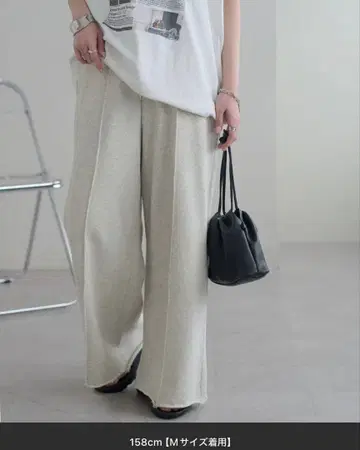 DISCOAT 쭈리 센터 프레스 와이드 팬츠