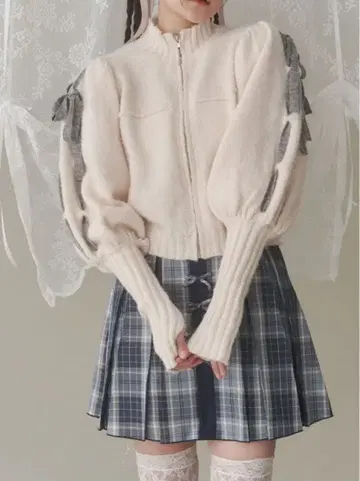 메리제니 퍼프 슬리브 트랙 자켓 아이보리