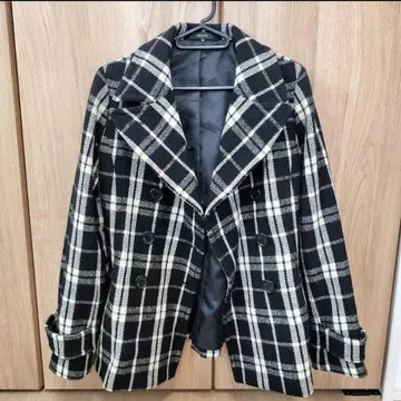 새상품급 COMME CA ISM 체크 무늬 코트 M 성숙한 코디