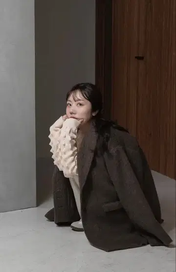 [ 미사용 새상품 ] lawgy 샤기 자켓 코트 브라운