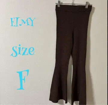 ELMY 리브 편직 플레어 팬츠 사이즈 F 브라운