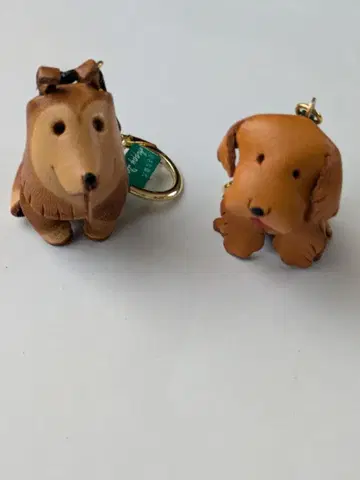 가죽 잡화 강아지 가죽 키링 2마리 세트