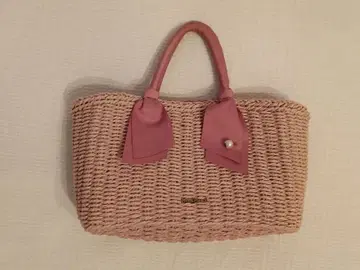 미슈마슈 핑크 스트로우 바스켓백