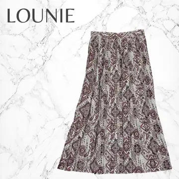 루니 일본제 세련된 엑조틱 올 패턴 플레어 롱 기장 플리츠 스커트