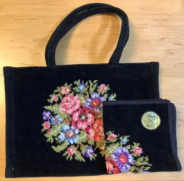 FEILER 꽃무늬 자수 핸드백 손수건 세트