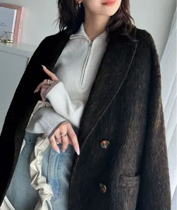 classicalelf 믹스 샤기 더블 자켓 코트