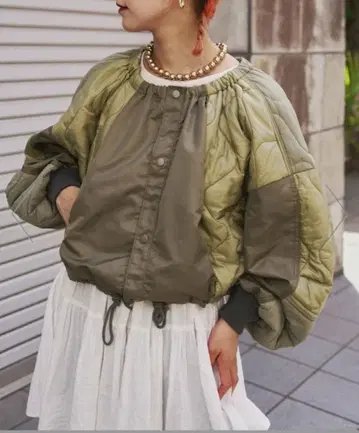 etsinta 리메이크 퀼팅 코쿤 자켓 카키 새상품