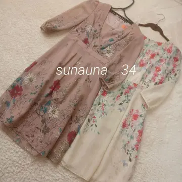 sunauna 수나우나 34 꽃무늬 원피스 7부 기장 쉬폰 깔끔한