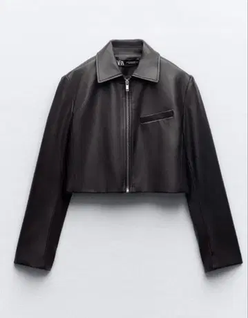 크롭 페이스 가죽 자켓