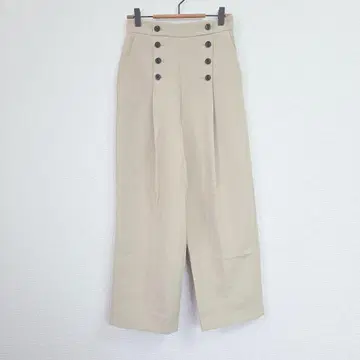 OPAQUE.CLIP 하이웨스트 와이드 팬츠 베이지 M 가로 지퍼