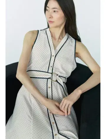 시착만 한 상품 ZARA 도트 무늬 미디 셔츠 원피스/에크루