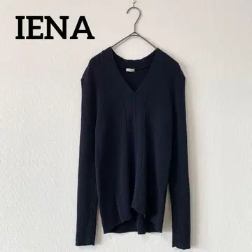 새상품급 이에나 3x3 리브 V넥 풀오버 네이비