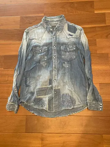 론 헤르만 빈티지 데미지 복구 가공 웨스턴 데님 셔츠 사이즈 M