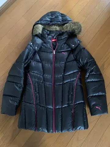 PUMA 후드 부착 다운 자켓 블랙