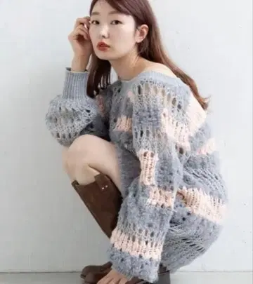 Kastane 시스루 MIX 니트 M 그레이