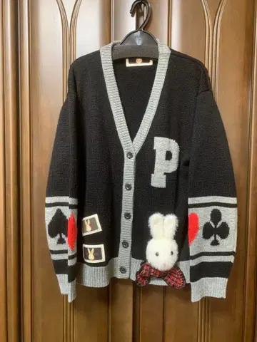 주말 한정판 가격 인하 핑크하우스 토끼 얼굴  모티브 니트 가디건