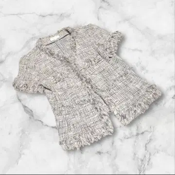 [ 투 비 시크 ] (40) 트위드 자켓 프린지 숏 기장 얇은 소재