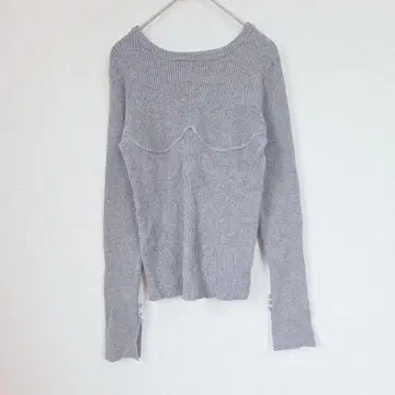 Chico 치코 리브 니트 스웨터 긴팔 그레이 프리 슬릿 버튼