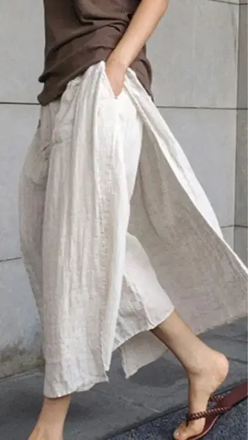 100% 순수 린넨 큐롯 | 넉넉한 더블 포켓 사양