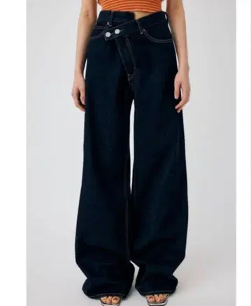 새상품급 moussy 크로스 허리 와이드 스트레이트 데님