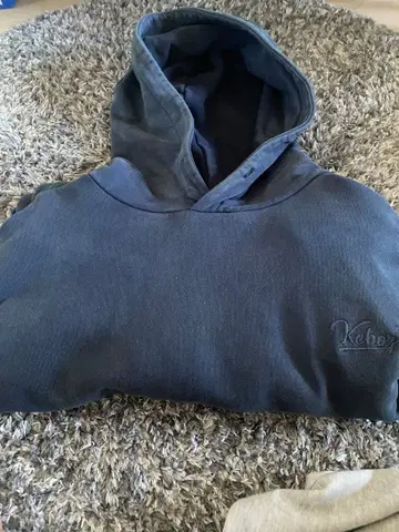 Kebozer 다크 블루 후드 부착 후드티 M